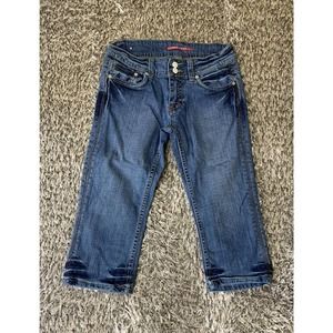 Women's/juniors Vigoss Denim Capri Size 1 Medium Blue wash Button flap pockets